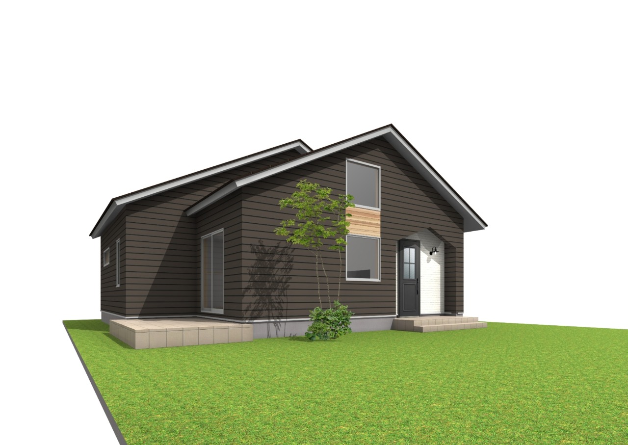 【完成イメージ図】明るい日差しが差し込む南側のお庭では、ガーデニングや夏のお子様のプール遊びが思う存分楽しめます。光セラ外壁は雨で汚れを洗い流してくれるため、いつまでも新築のような美しい外観で、帰るのが楽しみになる我が家